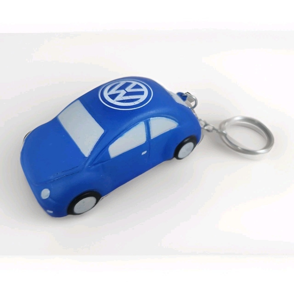 Vintage Blue Volkswagen Beetle Foam Stress Ball Keychain VW Bug Car Keyring NOS